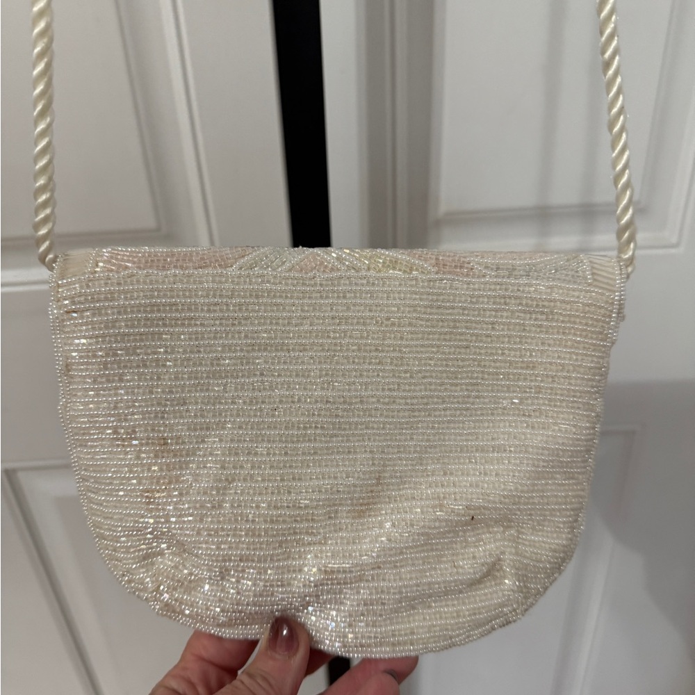 La Regale Cream, Pastels‎ and Silver Beaded Crossbody Bag Prom wear - Picture 4 of 5